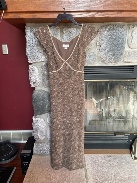 LOFT Dresses & Skirts - LOFT Brown Maxi Dress with Cream Trim